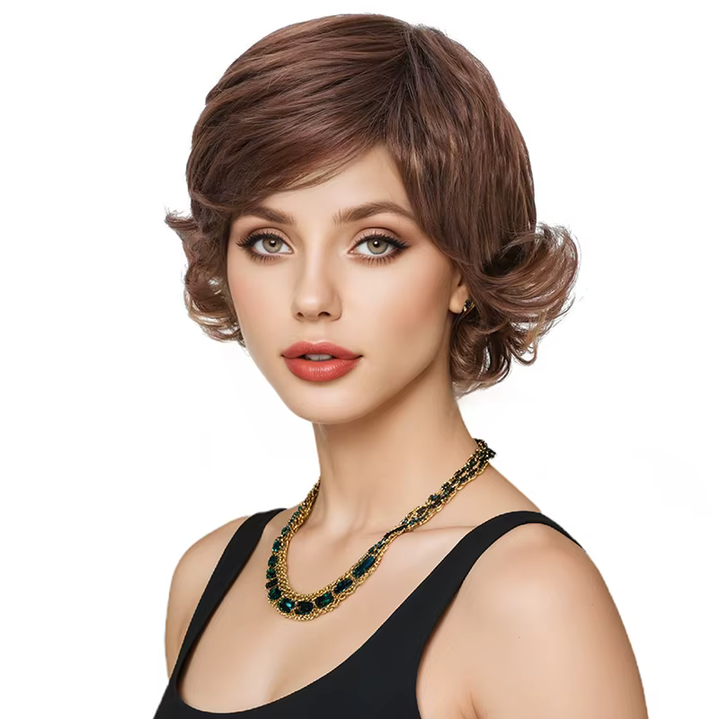 Perruque pour femmes, style tête complète naturelle