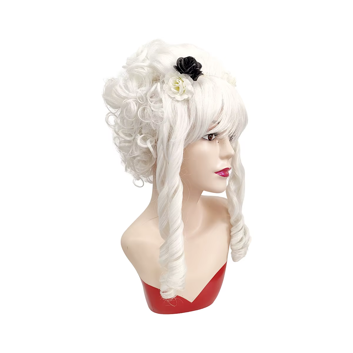 Perruque synthétique blanche bouclée pour chignon