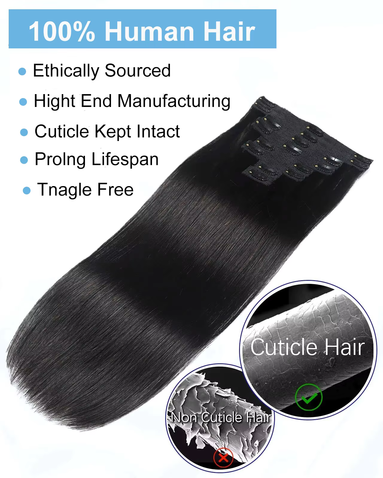Extensions de cheveux à clipser