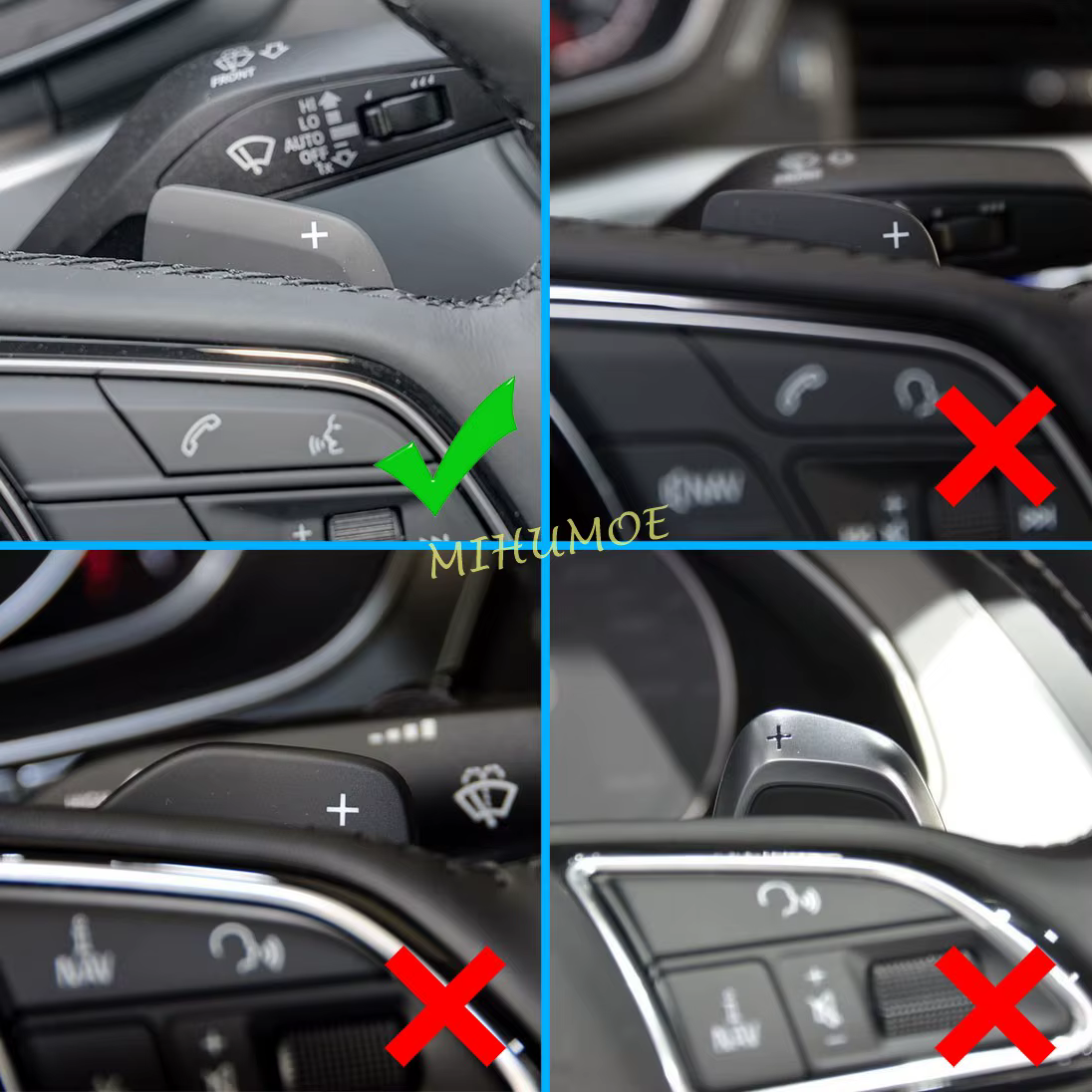 Extension de levier de vitesse de palette de volant intérieur en aluminium, pour Audi A3 A4 B9 A5 A6 C8 A7 2020 2021 2022 2023, accessoires noirs