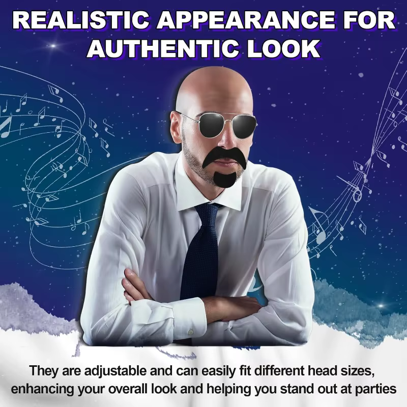 Casquettes de chauve avec lunettes et moustache