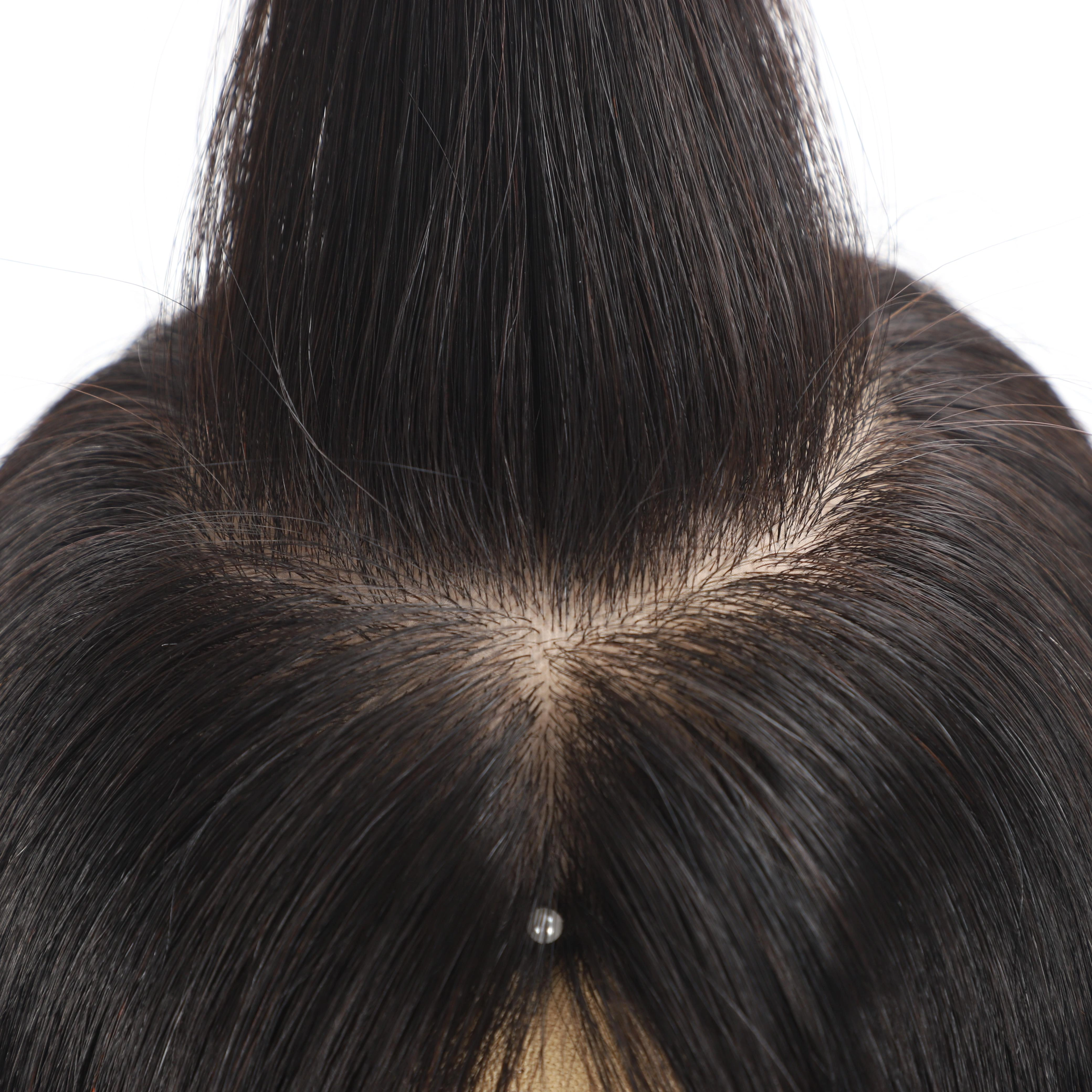 Perruque en cheveux humains Remy véritable brun moyen pour femme