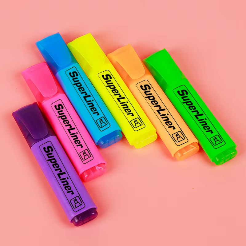Stylo Fluorescent surligneur à pointe large, marqueurs d'écriture pour dessin artistique, marquage de gribouillage, papeterie de bureau, fournitures scolaires, 4/6 pièces