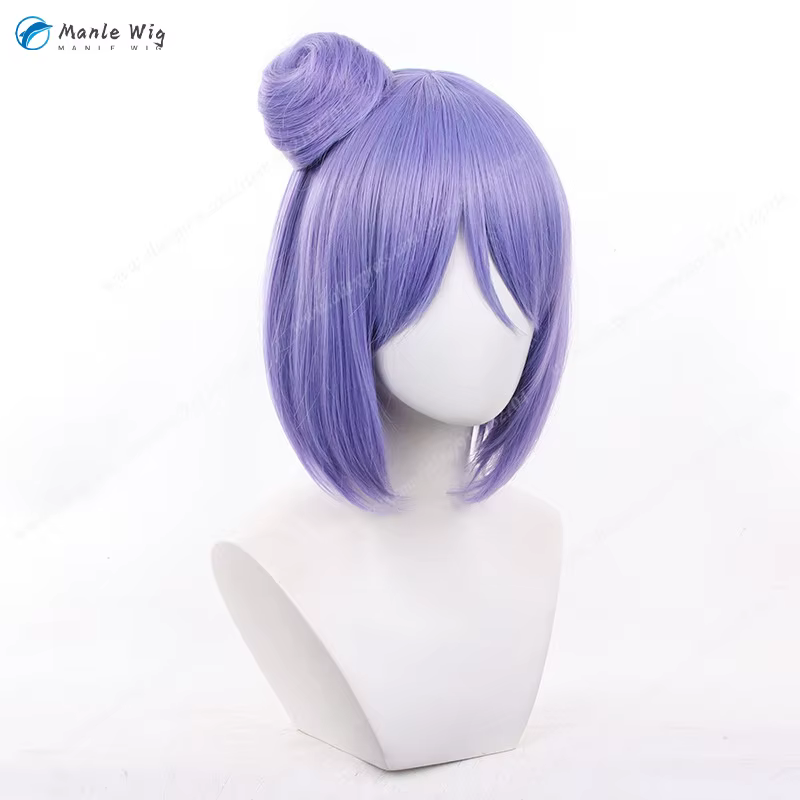 Perruque de Cosplay Anime violette 35cm