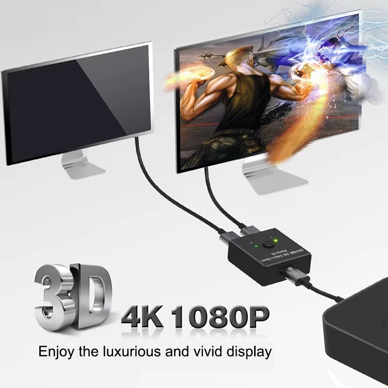 Répartiteur bidirectionnel 2.0 compatible HDMI, adaptateur 1x2/2x1, convertisseur 2 en 1 sortie pour PS4 Pro/4/3, boîtier TV, commutateur 4K