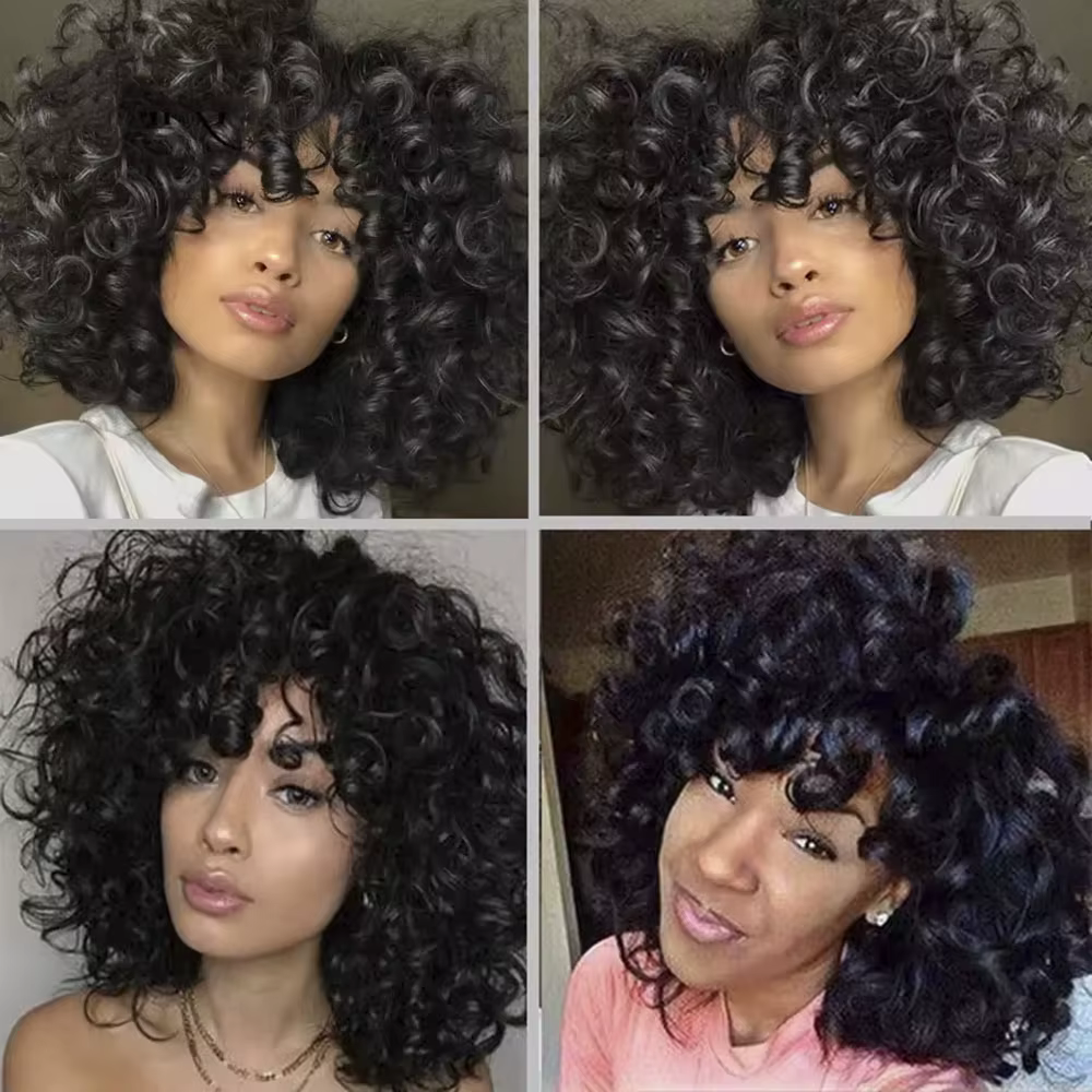 Bundles de tissage de cheveux bouclés rebondissants, cheveux brésiliens courts, document naturel, 100% cheveux humains, extensions de cheveux Remy, 3 pièces, 9A