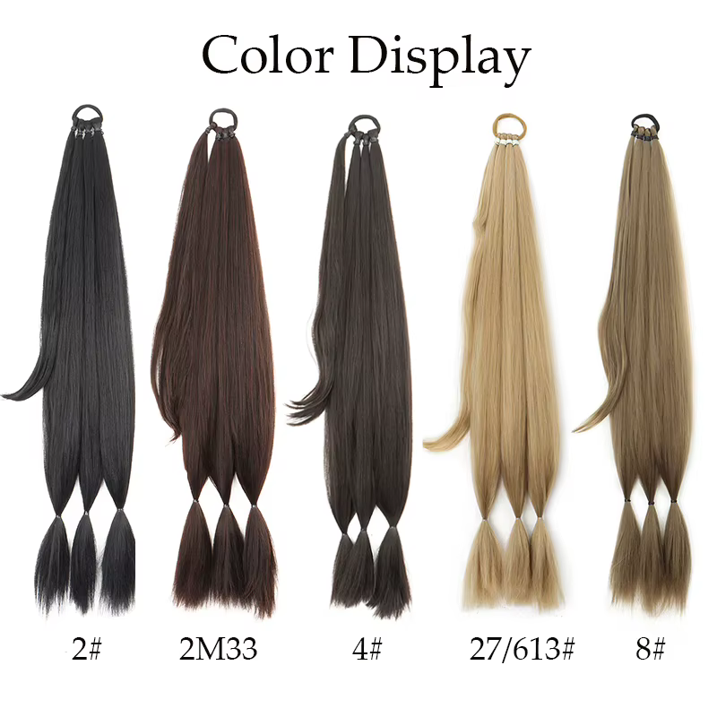 Extension de queue de cheval tressée synthétique avec attache de cheveux pour femme – Tresses torsadées DIY