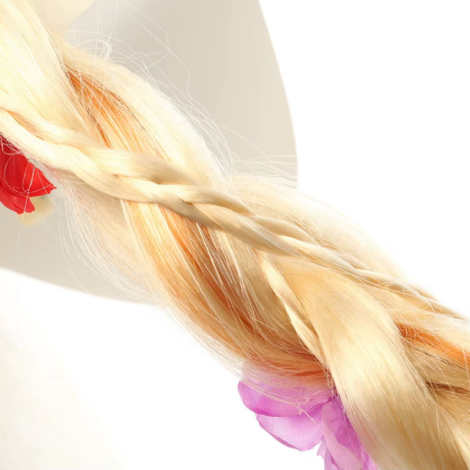 Enfants princesse Cosplay perruque filles raiponce habiller fleurs longue tresse