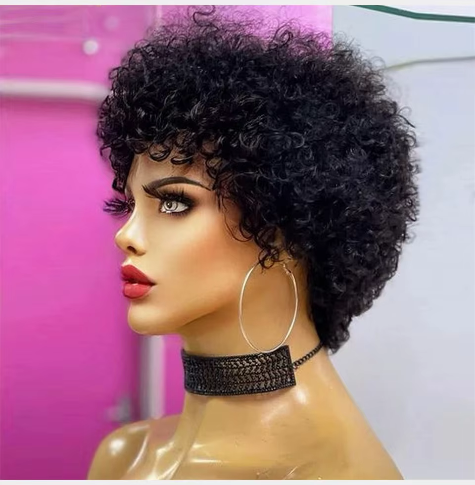 Grandes perruques rebondissantes Afro crépues bouclées pour les femmes noires pré plumées Machine perruque brésilienne