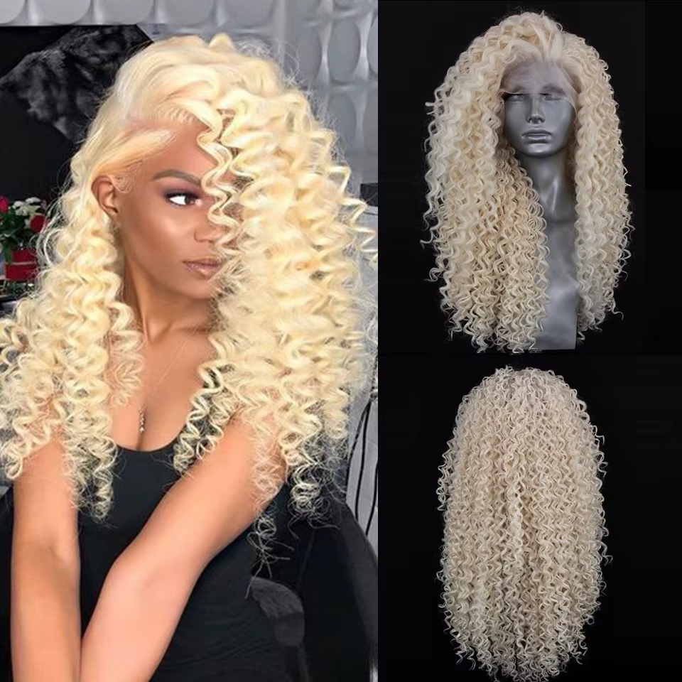 Bernardo 613 perruques blondes pour femmes perruque avant en dentelle synthétique crépus bouclés