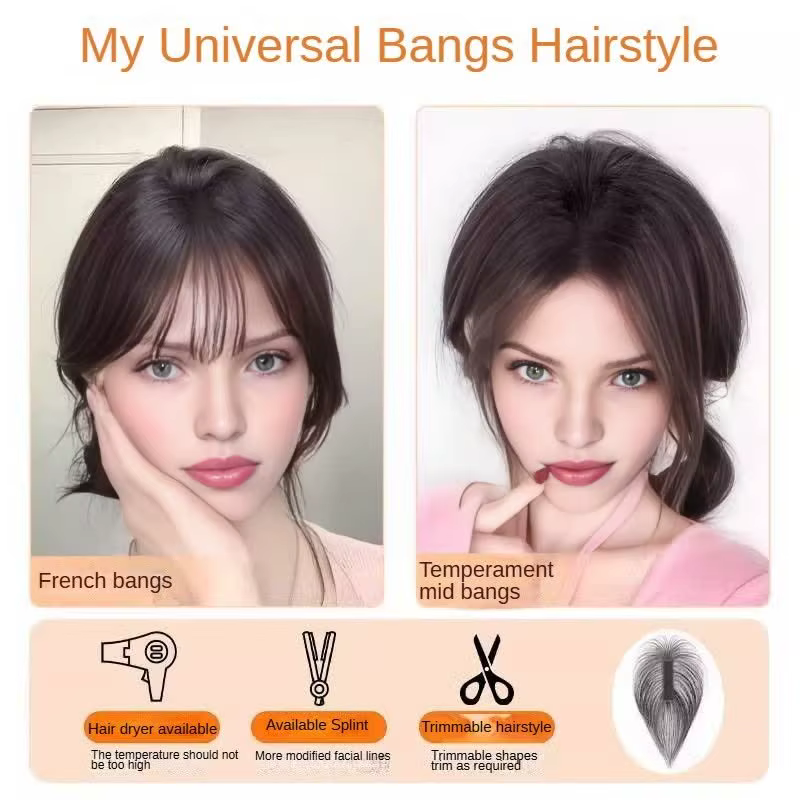 Frange de cheveux humains avec sangle à crochet et boucle