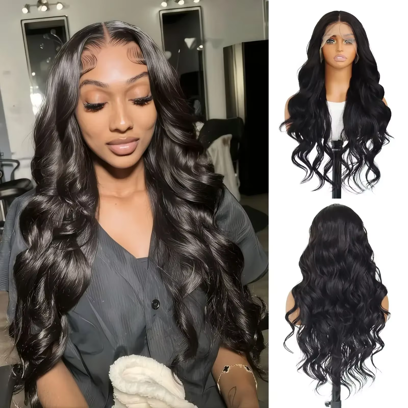 Nouvelles perruques synthétiques Body Wave 13*4 Lace Front
