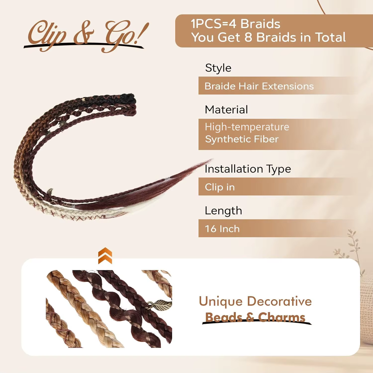 Extensions de cheveux tressés à clipser