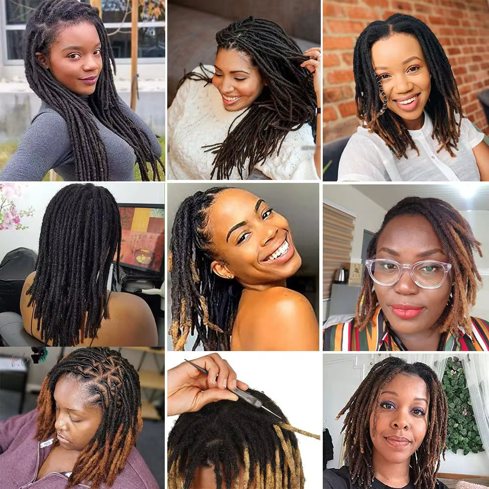 Extension Loc cheveux humains Locs 0.2 Cm d'épaisseur 14 pouces 30 brins