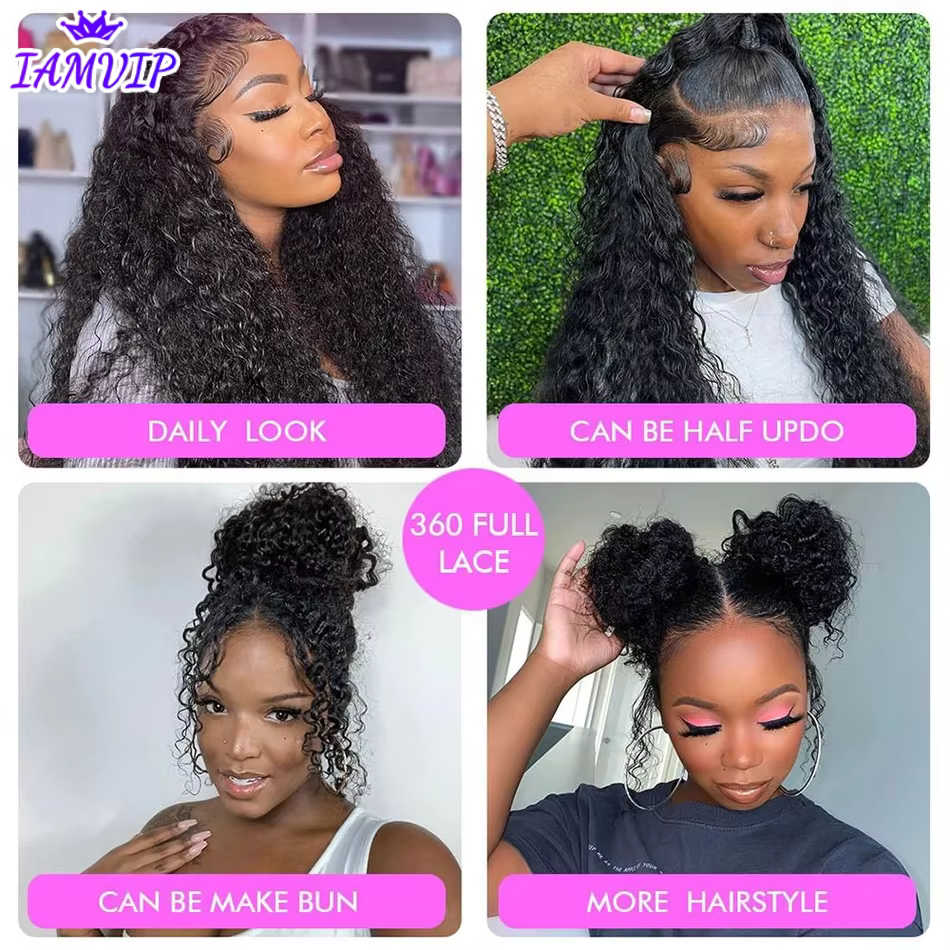 Perruque en cheveux humains ondulés 36 pouces, avec bande invisible, dentelle complète HD 360, densité 250, pré-épilée, pré-coupée, prête à porter, sans colle