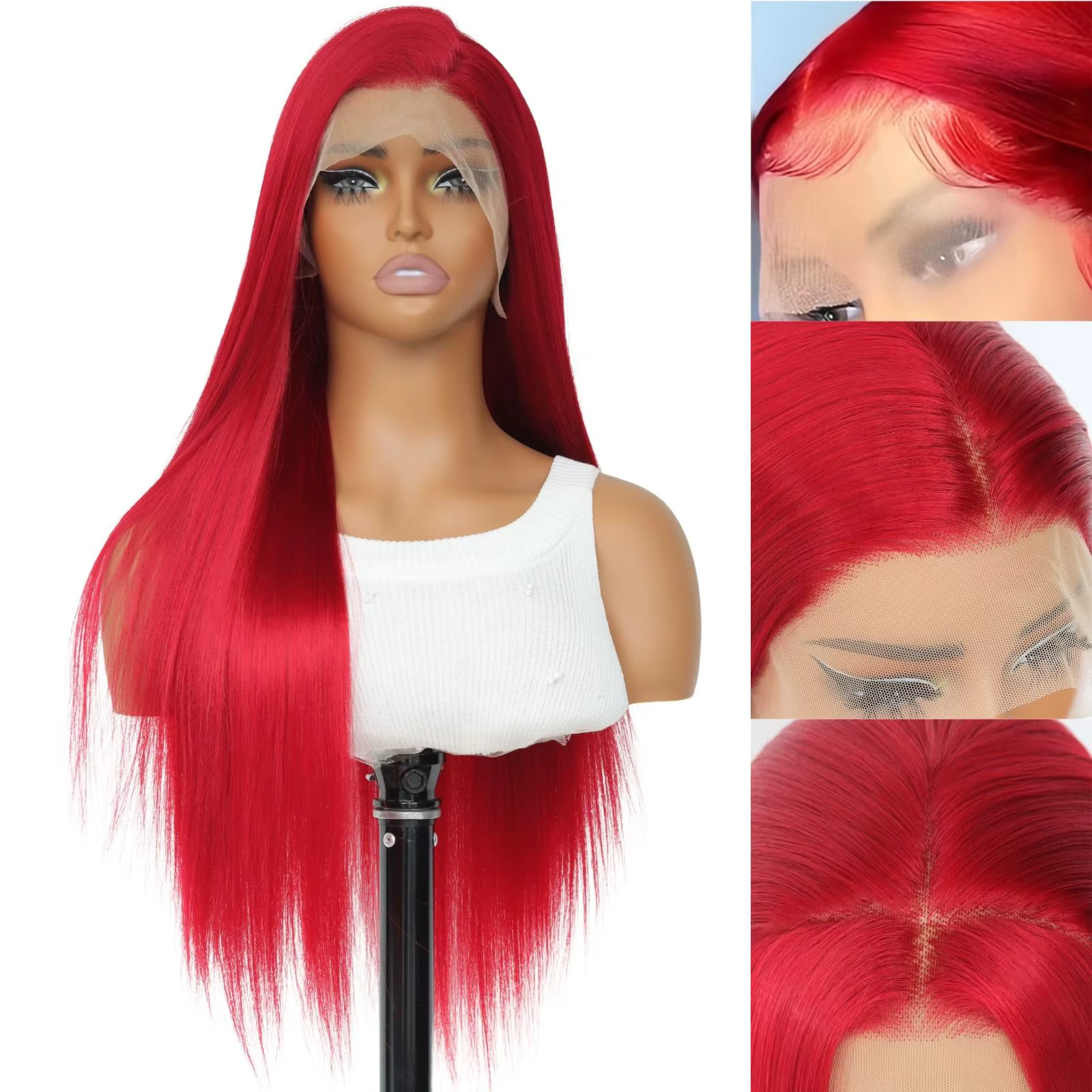 Perruque Lace Front Wig Synthétique Rouge Bordeaux