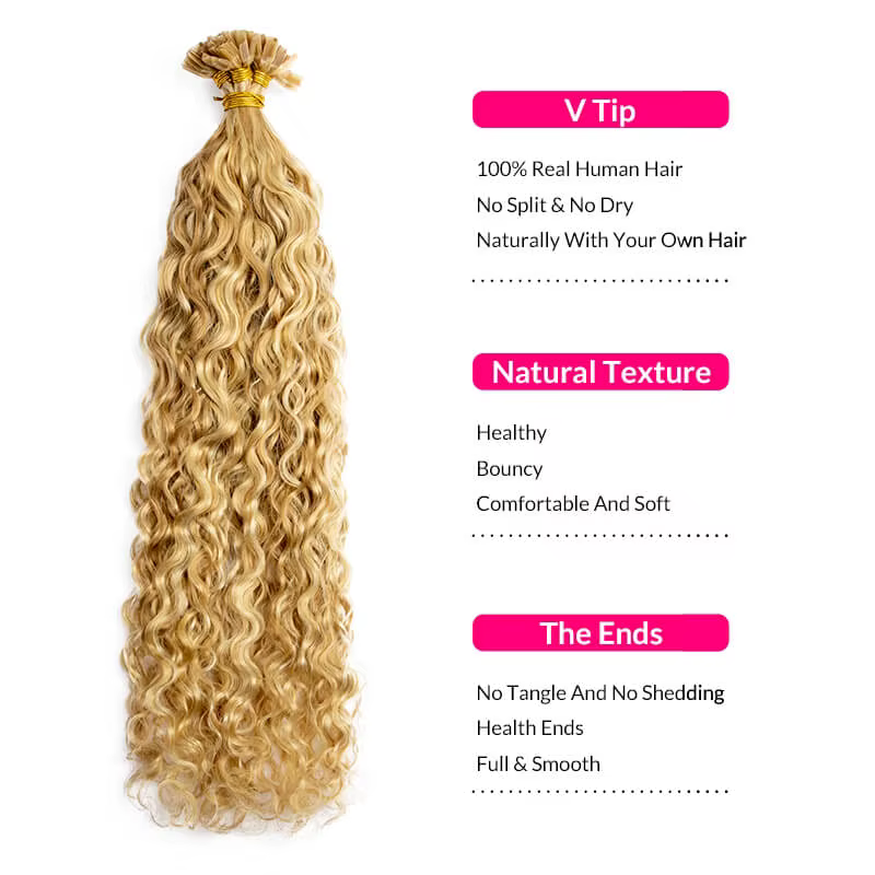 Extensions de cheveux humains à pointe en V