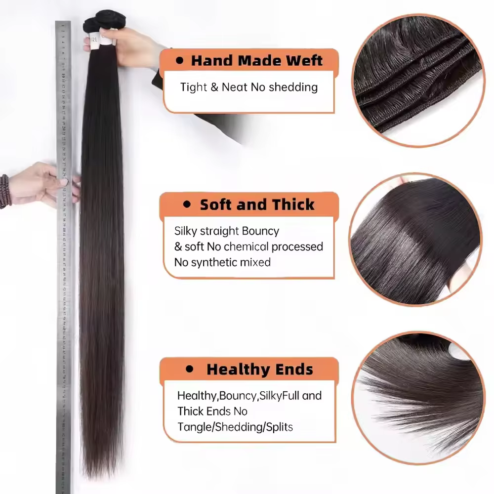 Extensions de cheveux humains brésiliens lisses vierges de 32 pouces