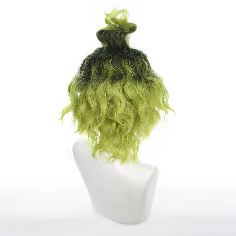 Gyutaro Shabana Cosplay perruque Daki frère noir vert cheveux bouclés Anime grade supérieure 6 perruques + bonnet