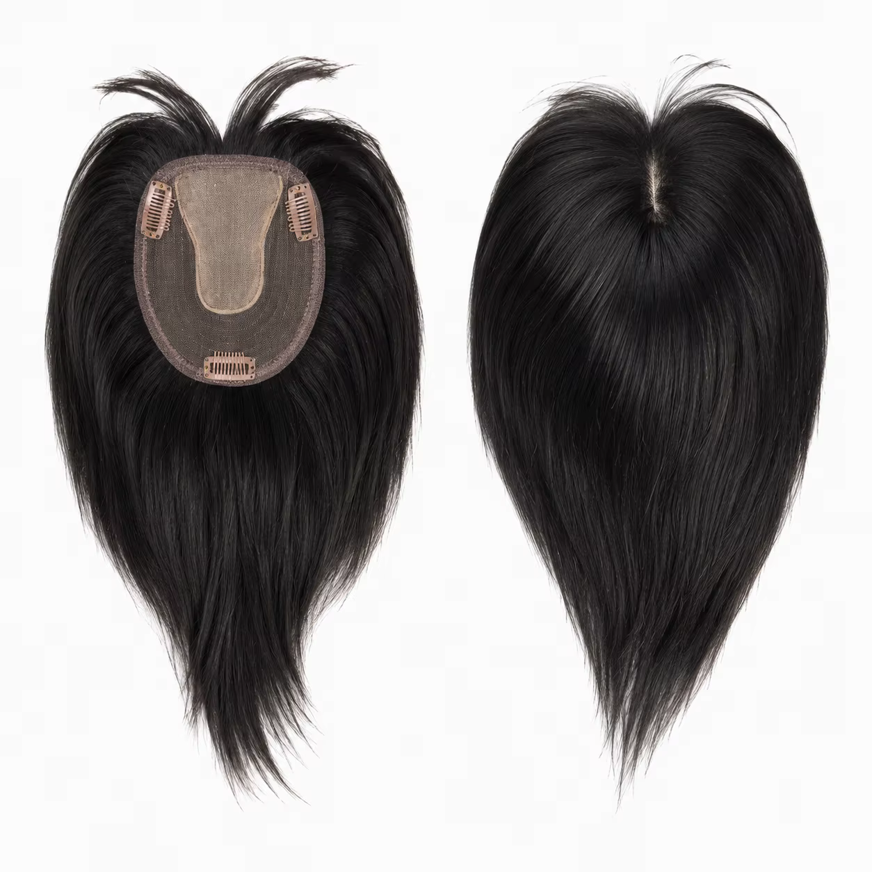 Extensions capillaires naturelles brésiliennes en T-part avec frange 3D à clipser pour femmes, couvrant la perte de cheveux, en cheveux humains