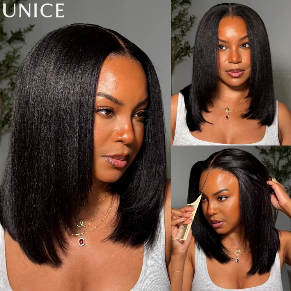 Perruque courte bouclée UNice en cheveux humains