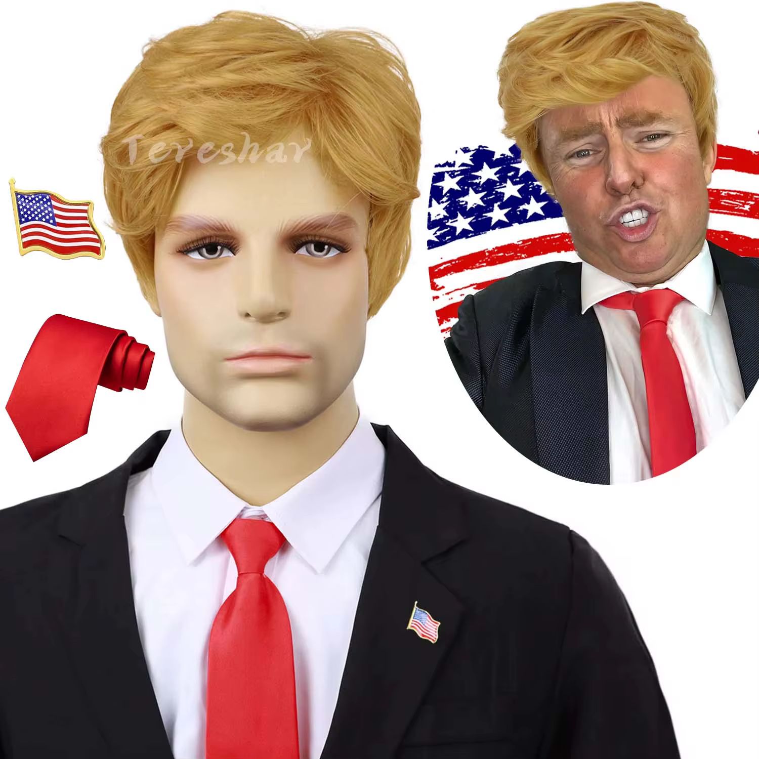 Perruque blonde synthétique pour costume pour hommes