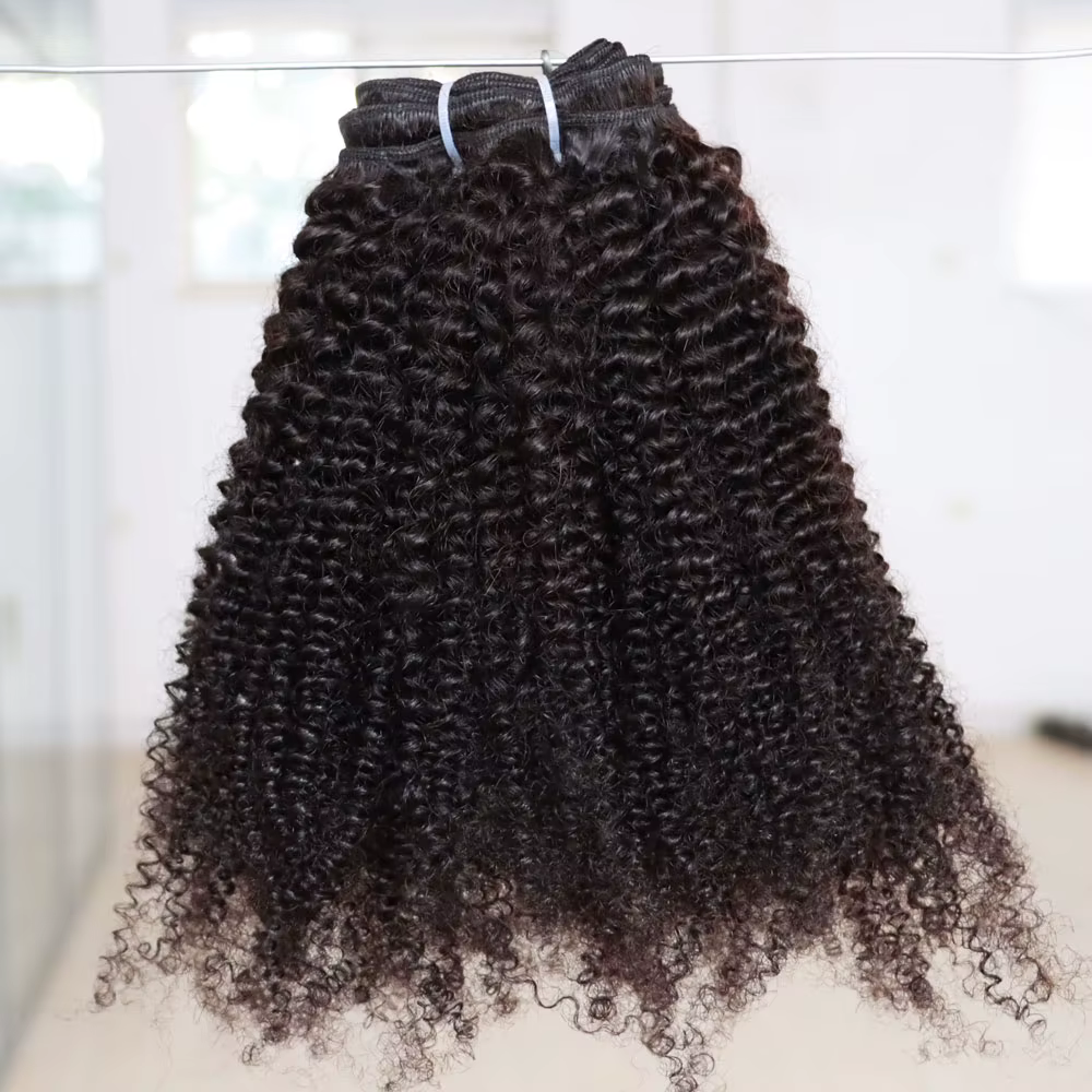 Afro crépus bouclés trame 100% Extensions de cheveux humains 3B 3C naturel noir