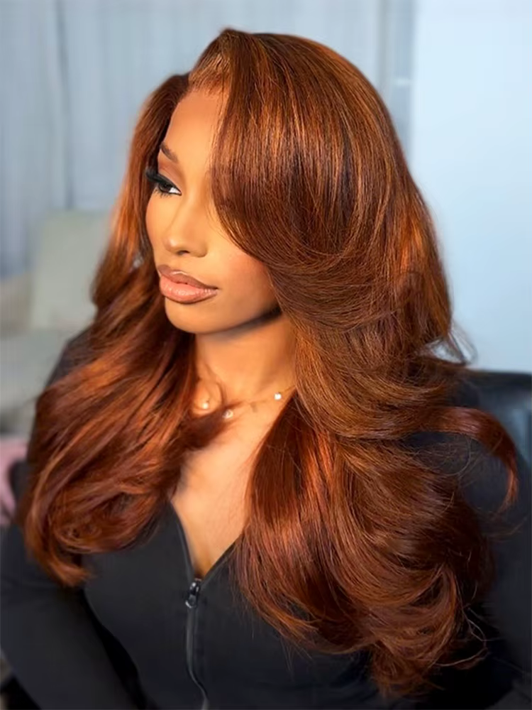 Alipearl cheveux gros ondulé gingembre couleur perruque couches