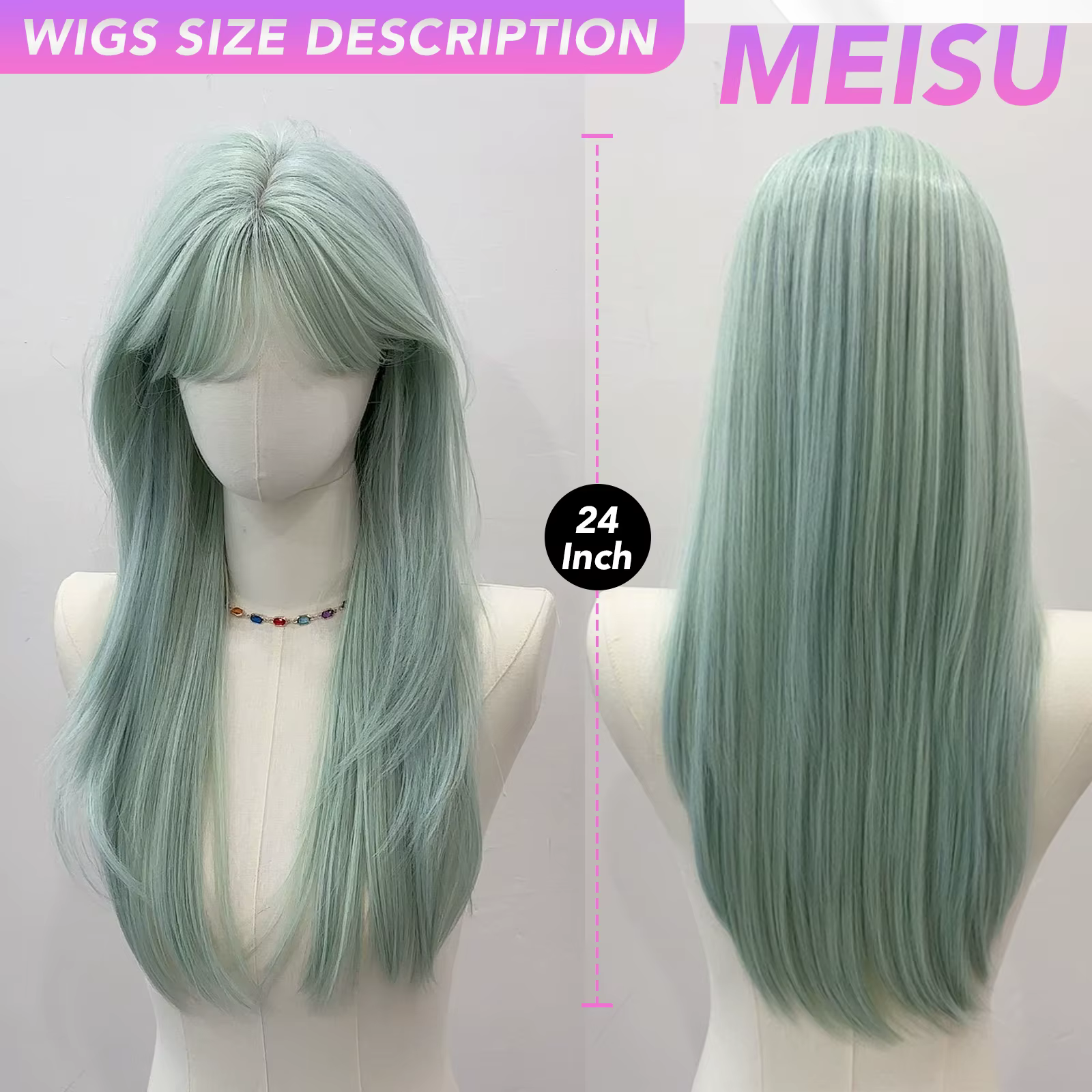 MEISU – perruque synthétique longue et lisse de 24 pouces