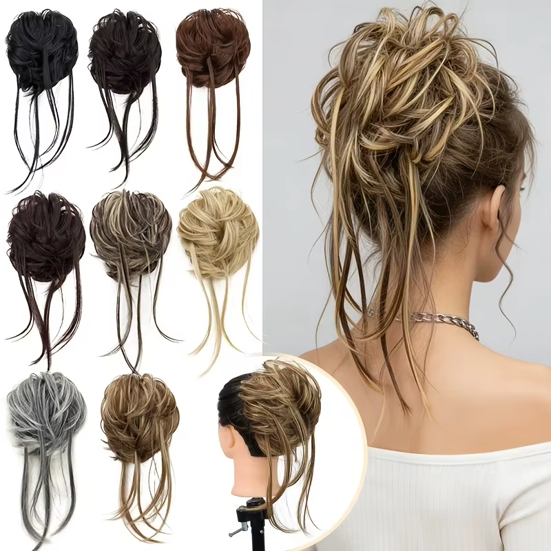 Perruque synthétique, extension de cheveux longs bouclés