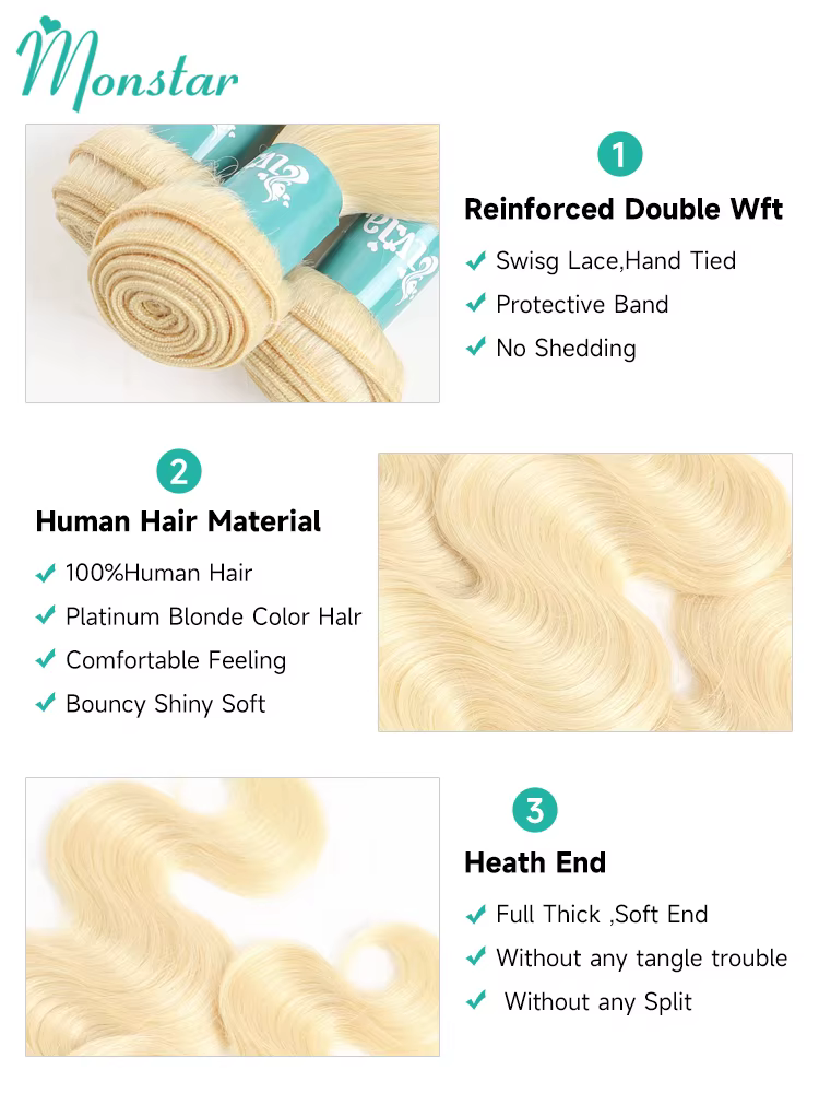 Extensions de cheveux blonds Monstar 613