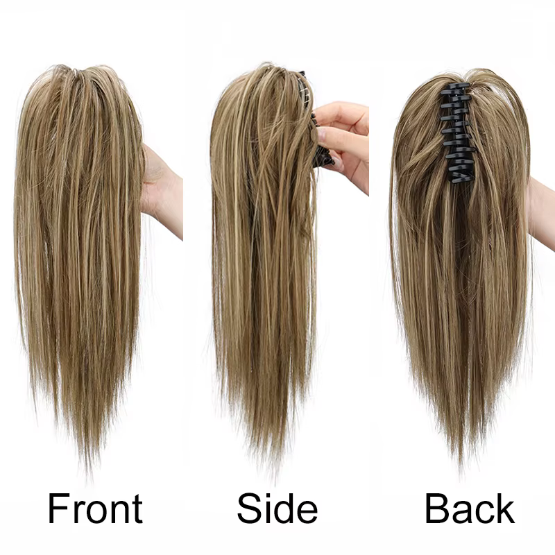 Extension capillaire synthétique courte et lisse de 14 pouces