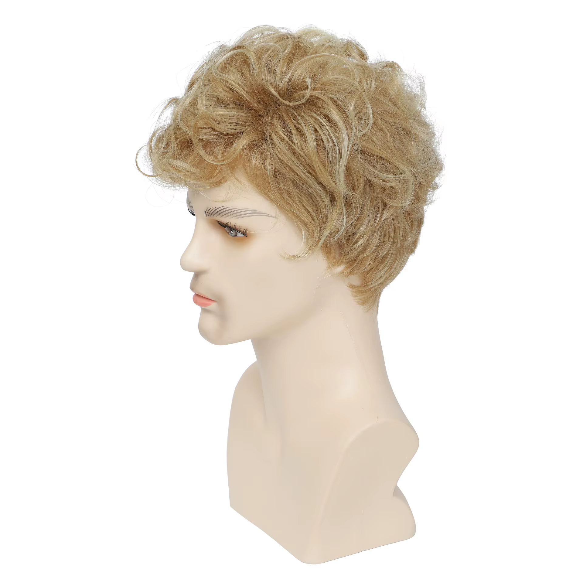 Perruque synthétique courte bouclée Blonde pour hommes