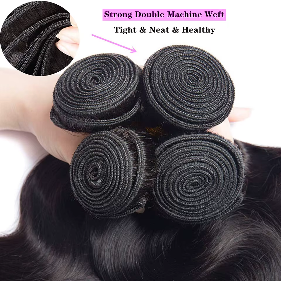 Beaufox paquets de cheveux humains vague lâche avec fermeture tissage