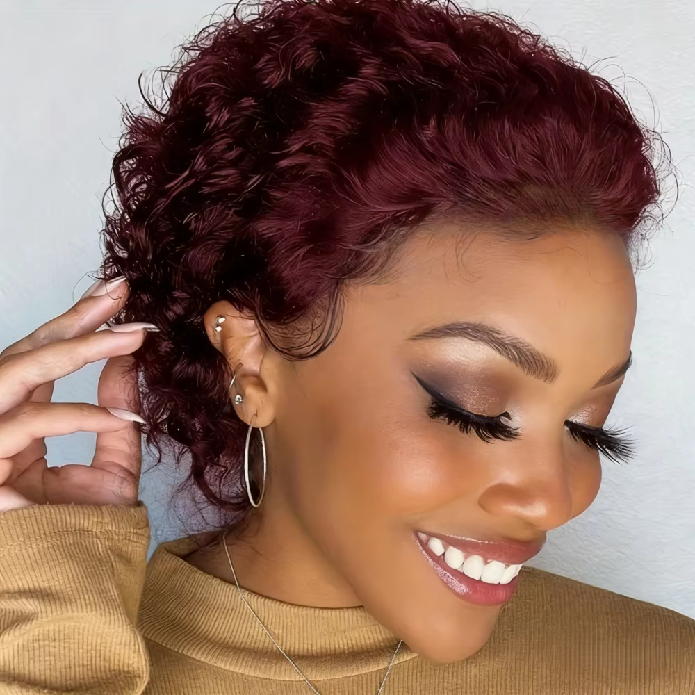 Perruque courte coupe lutin cheveux humains 6 pouces