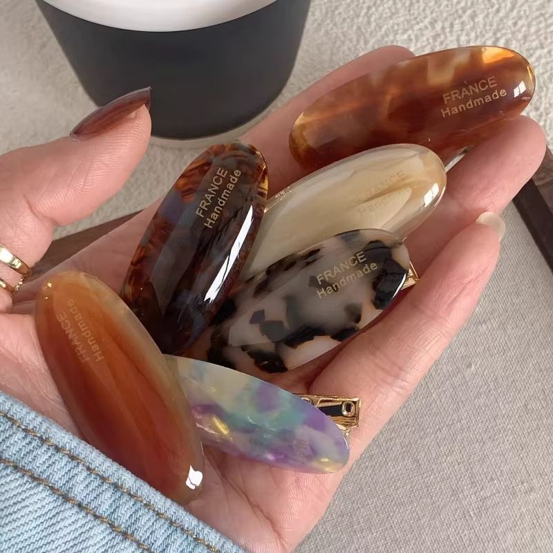 Pince à cheveux ovale vintage coréenne en acétate pour femmes et filles