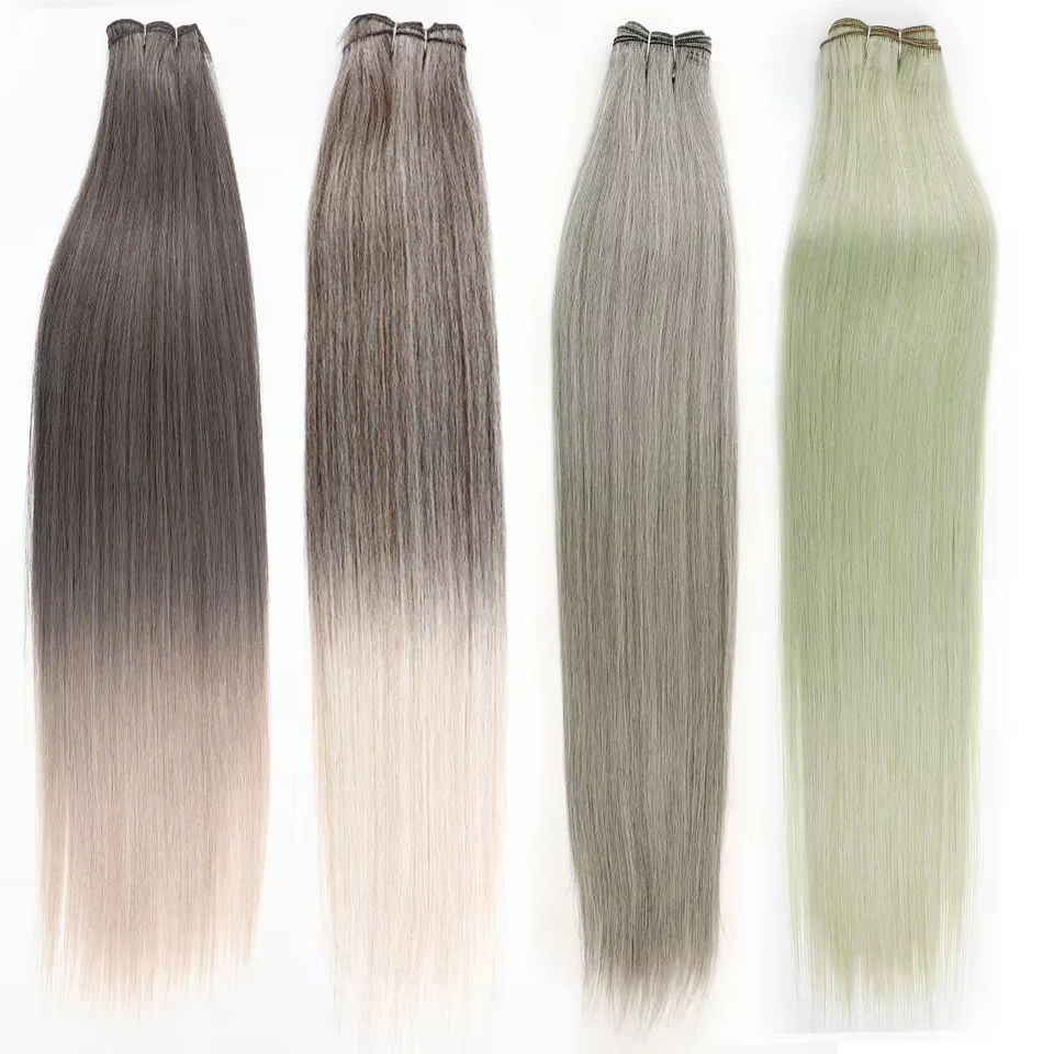 Extensions de cheveux synthétiques lisses ombrés