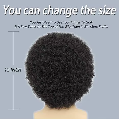 Perruque Afro Disco courte noire bouclée pour hommes