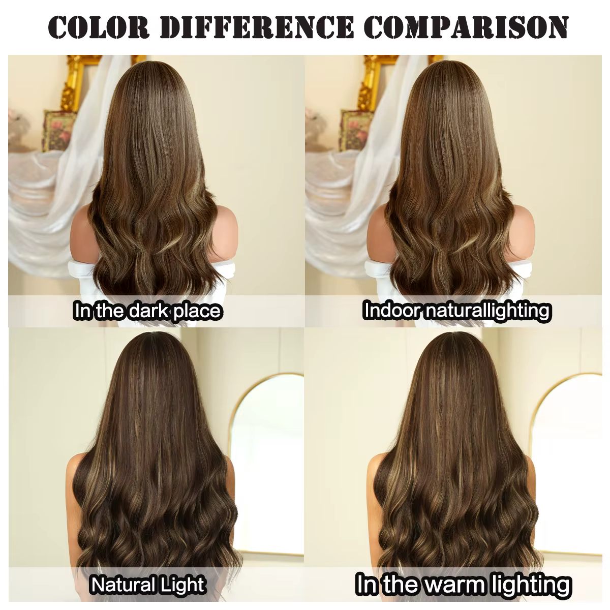 NAMM nouvelle perruque ondulée brune avec frange met en évidence les cheveux blonds