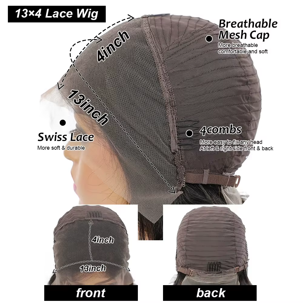 Perruque PixieCut en Cheveux Humains 13x4 Bouclée Rose Courte