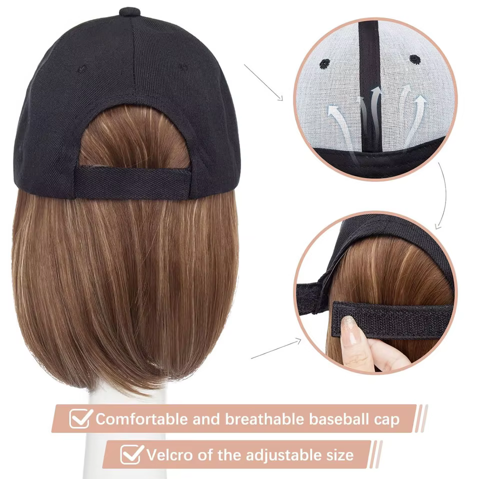 Casquette de Baseball avec Extensions de cheveux pour femmes