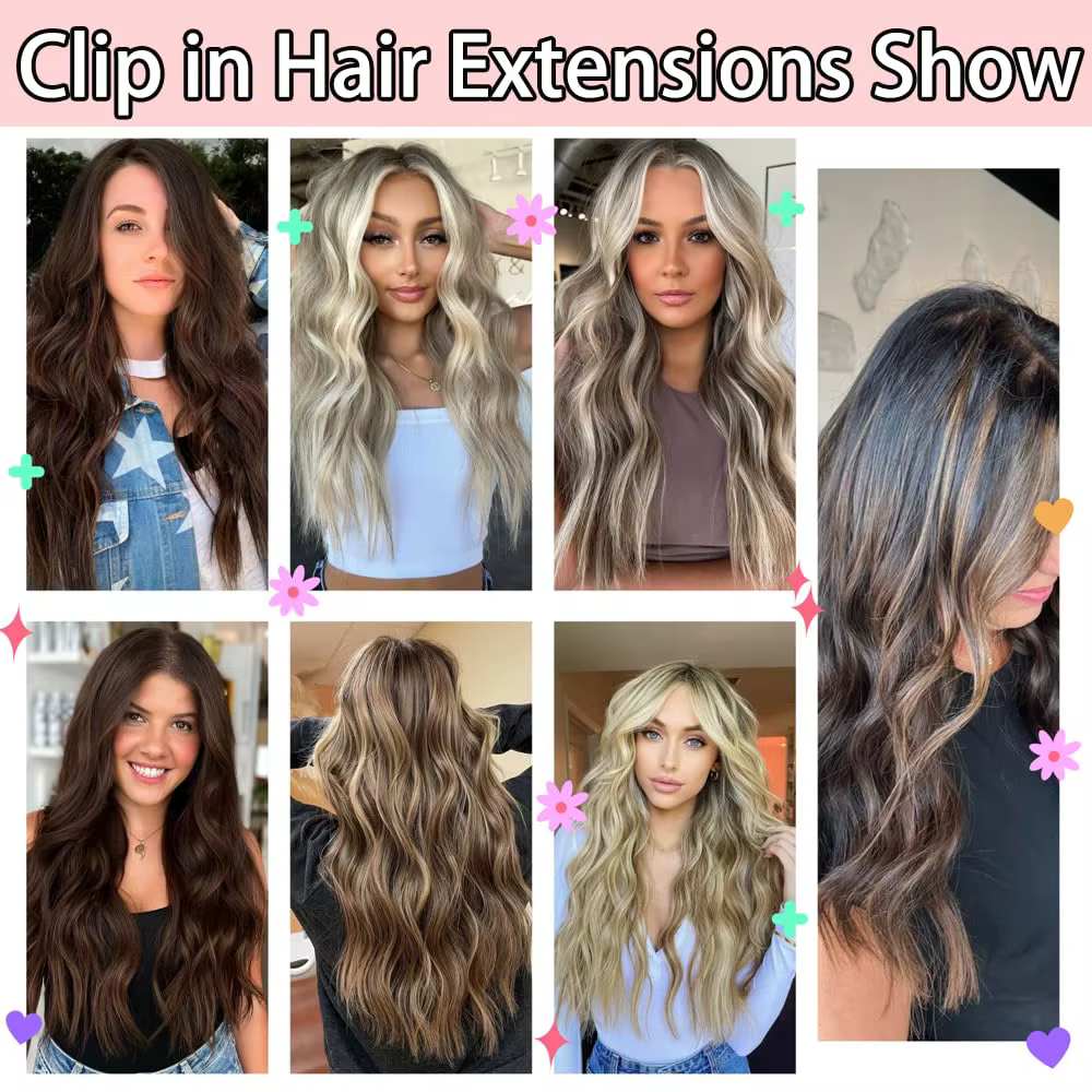 Extensions de Cheveux Synthétiques Bouclés à Clips