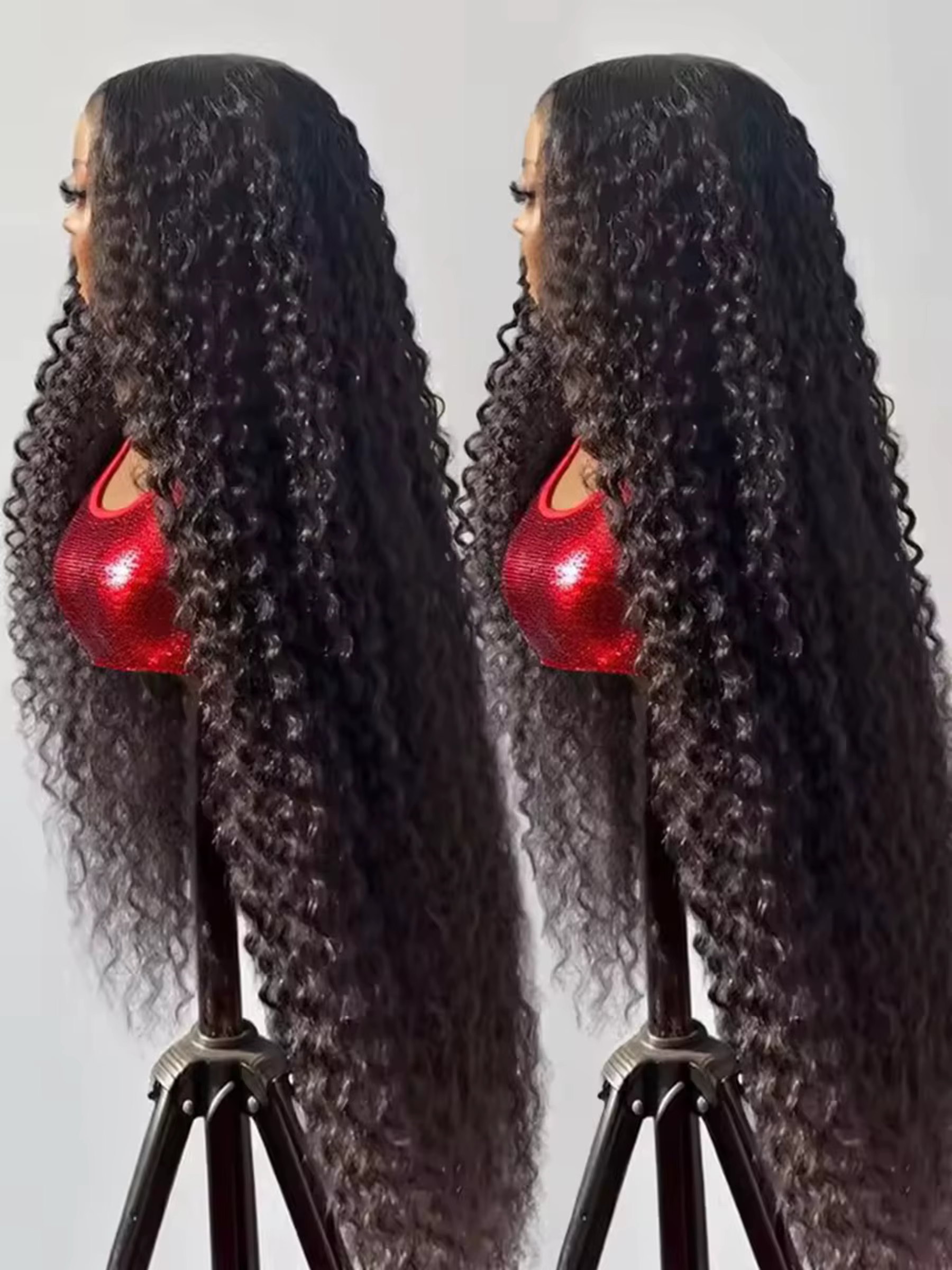 Perruque synthétique noire bouclée crépue 13x4x1 avec dentelle frontale pour femmes noires