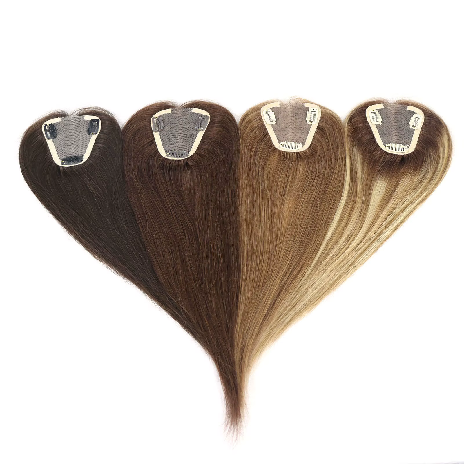 Toppers de cheveux humains européens avec clip de base en dentelle pour femmes