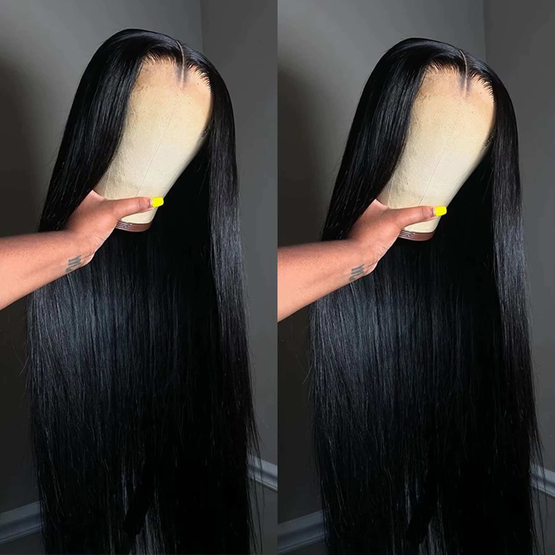 Perruque Lace Frontal Wig synthétique lisse et soyeuse