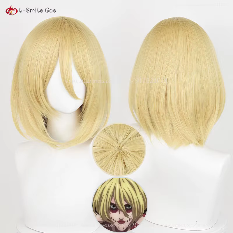 Anime Annie Leonhart Cosplay perruque 36 cm doré femme Titan