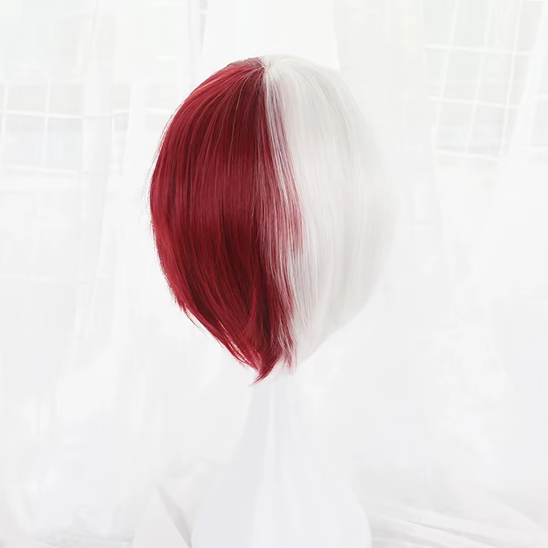 Haute qualité Boku no Hiro Akademia Shoto Todoroki Shouto Cosplay perruque argent blanc rouge Anime perruques +