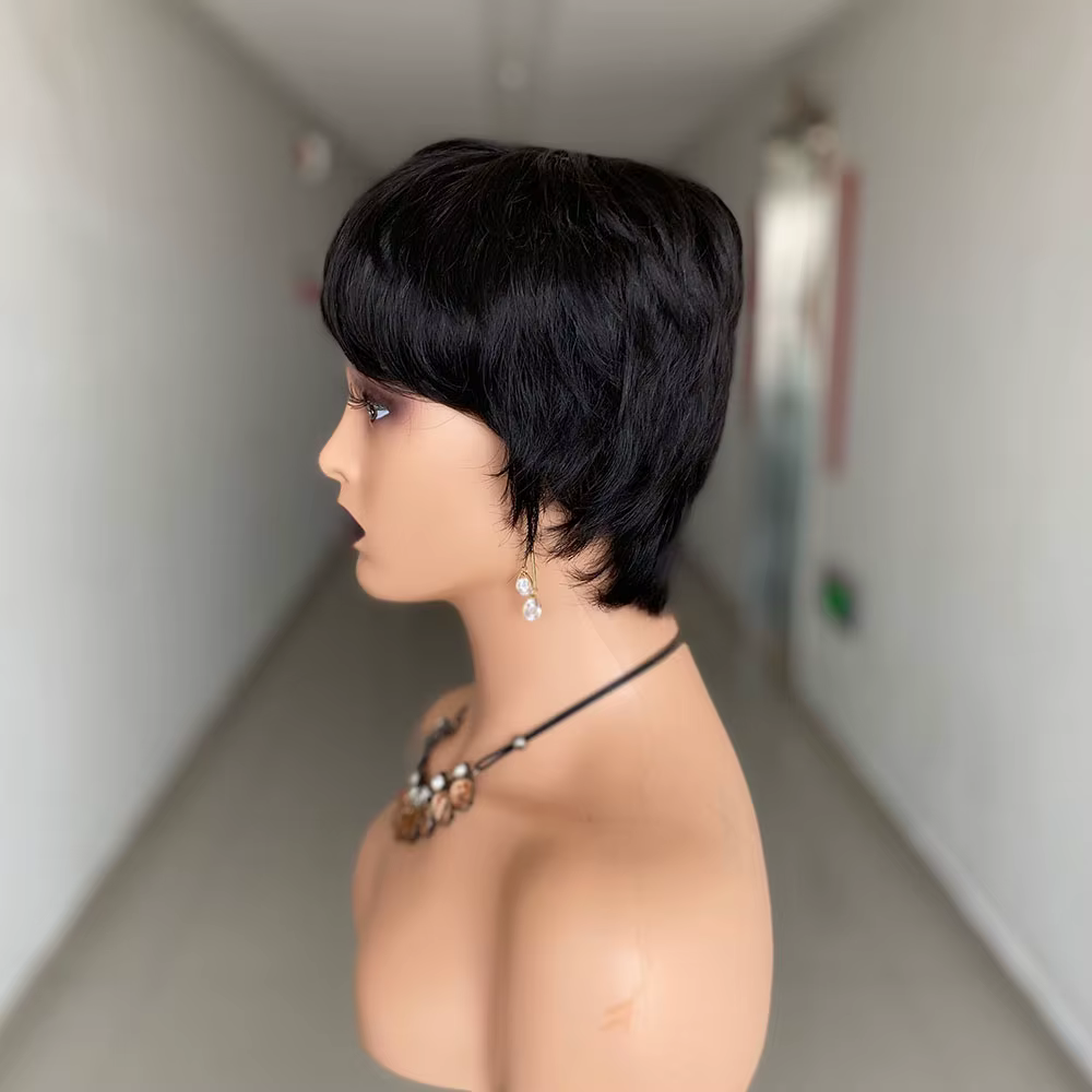 Perruque courte coupe lutin cheveux humains prêt à porter perruques