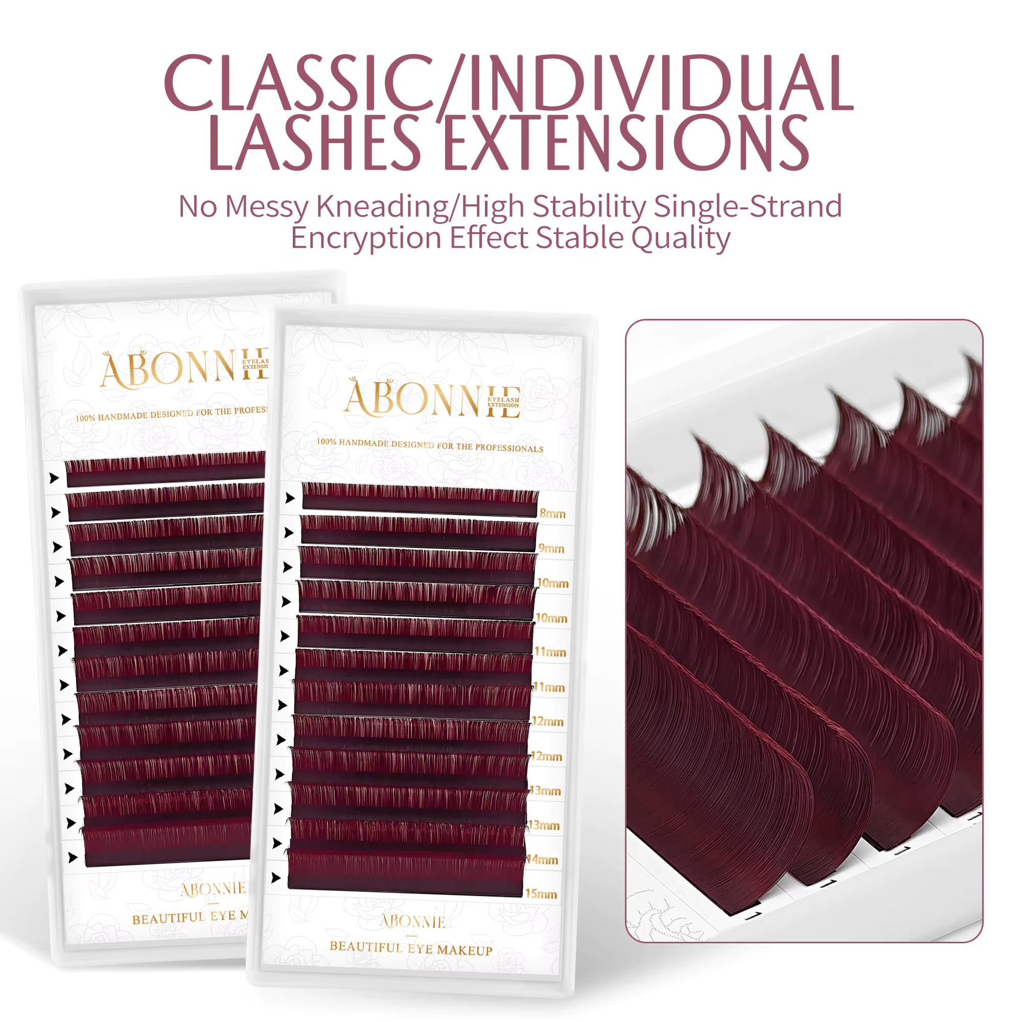 Extensions de cils Abonnie Burgundy Matte Volume 8-15mm