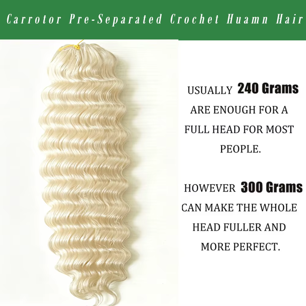 Extensions de cheveux humains tressées au crochet, couleur blond miel 613, ondulations profondes, pré-séparées, sans nœuds